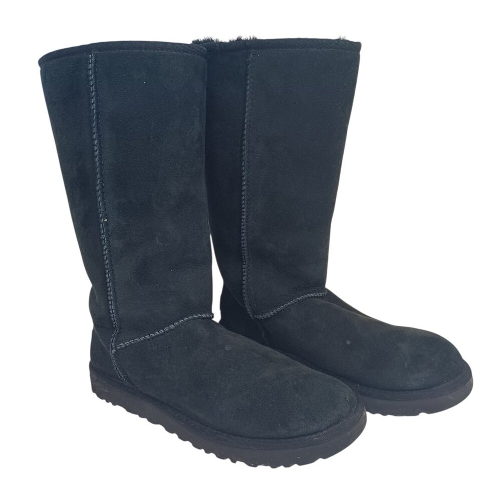 UGG Boots Classic Tall Black Sherpa Lined Flats Womens‎ US 8